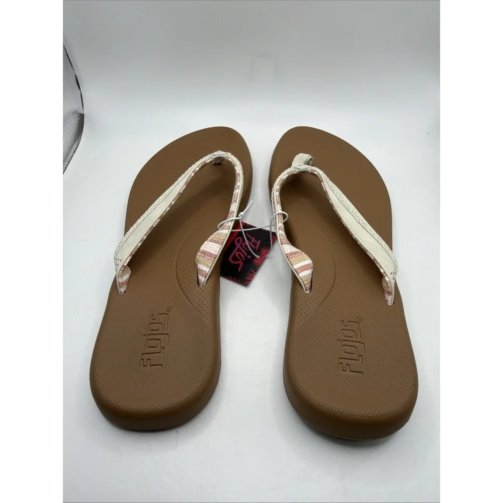 Flojos‎ Women's Just Hanging Out Flip Flops White Size 7. New